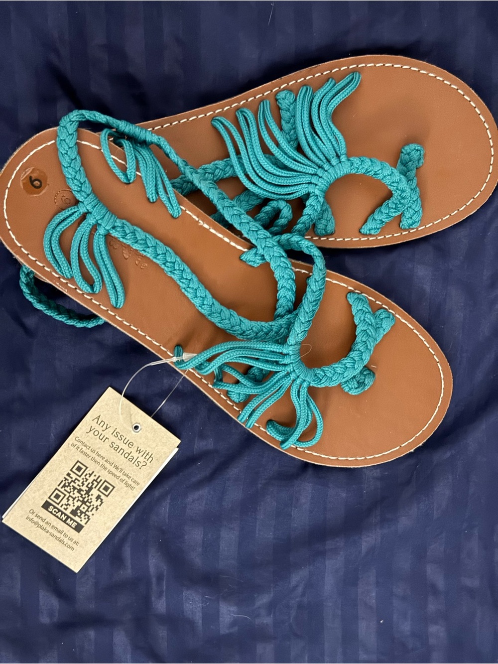Plaka Turquoise Braided Strappy Sandals Size 9 NWT